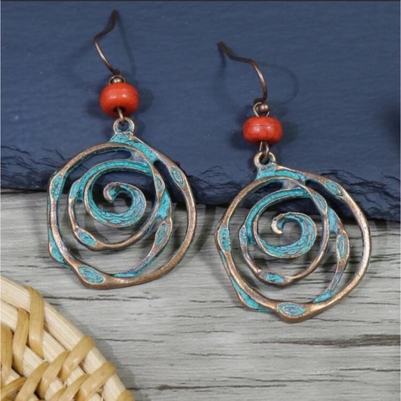 2 LEFT! Bohemian Turquoise Beaded Earrings - Picture 4 of 4